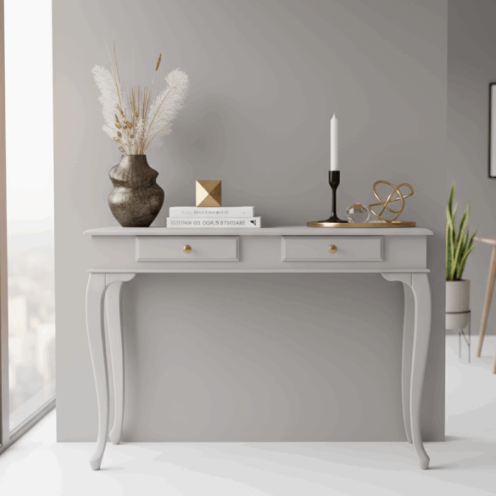 Wooding Mobilya 110 Cm Masif Lükens Açık Gri Çalışma Masası