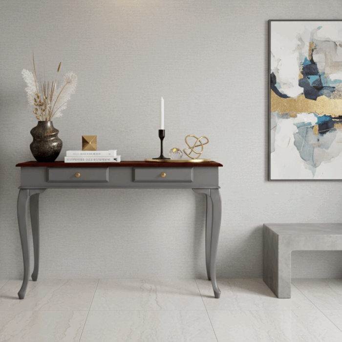 Wooding Mobilya 110 Cm Masif Lükens Gri Ceviz Çalışma Masası