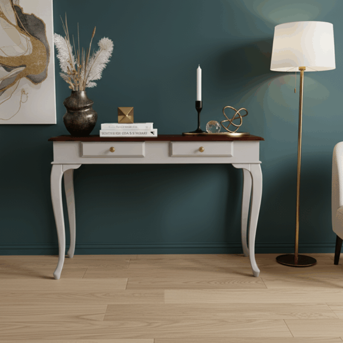 Wooding Mobilya 110 Cm Masif Lükens Açık Gri  Ceviz Çalışma Masası