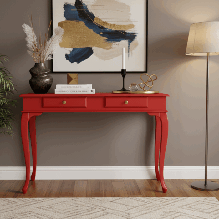 Wooding Mobilya 110 Cm Masif Lükens Kırmızı Çalışma Masası