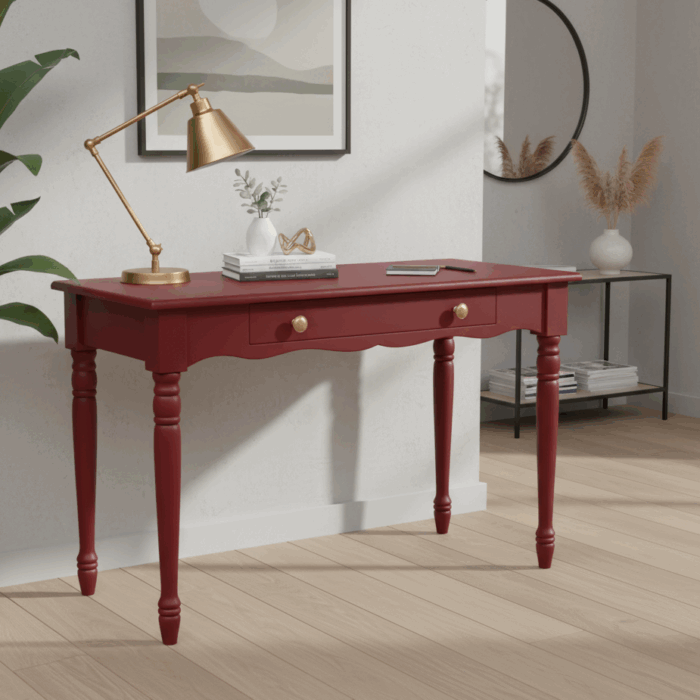 Wooding Mobilya 110 Cm Masif Kırmızı Tornalı Çalışma Masası