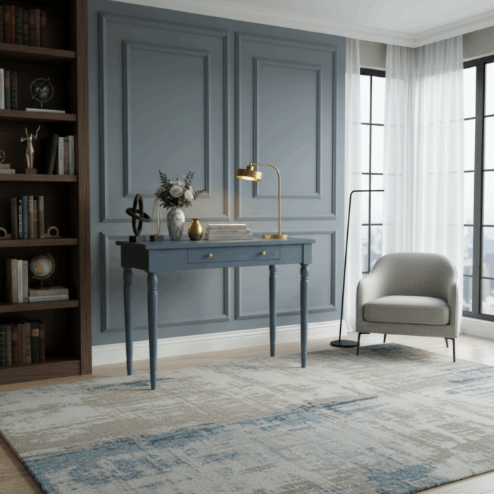 Wooding Mobilya 110 Cm Masif Tornalı Mavi Çalışma Masası