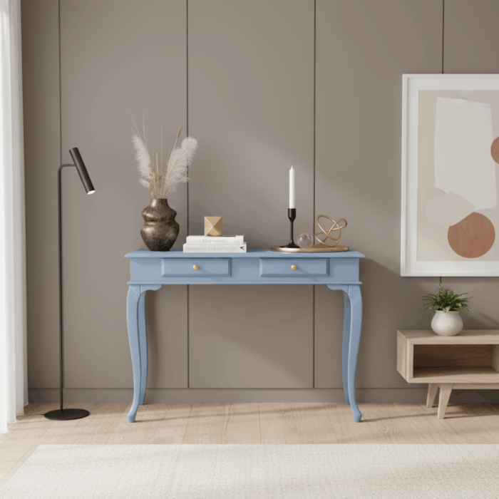 Wooding Mobilya 110 Cm Masif Lükens Açık Mavi Çalışma Masası