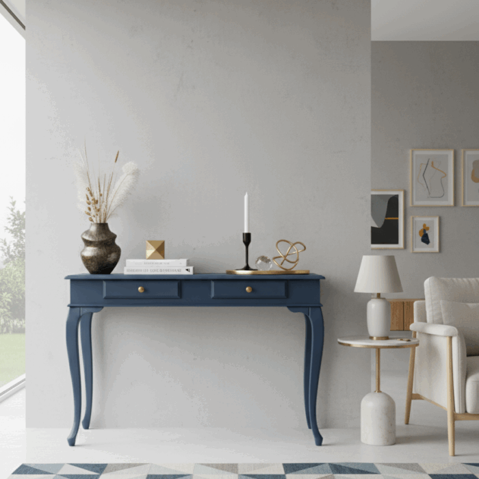 Wooding Mobilya 110 Cm Masif Lükens Koyu Mavi Çalışma Masası