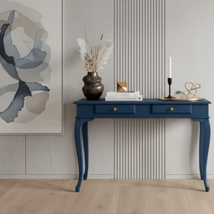 Wooding Mobilya 110 Cm Masif Lükens Mavi Çalışma Masası