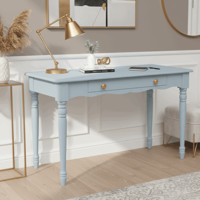 Wooding Mobilya 110 Cm Masif Mavi Tornalı Çalışma Masası