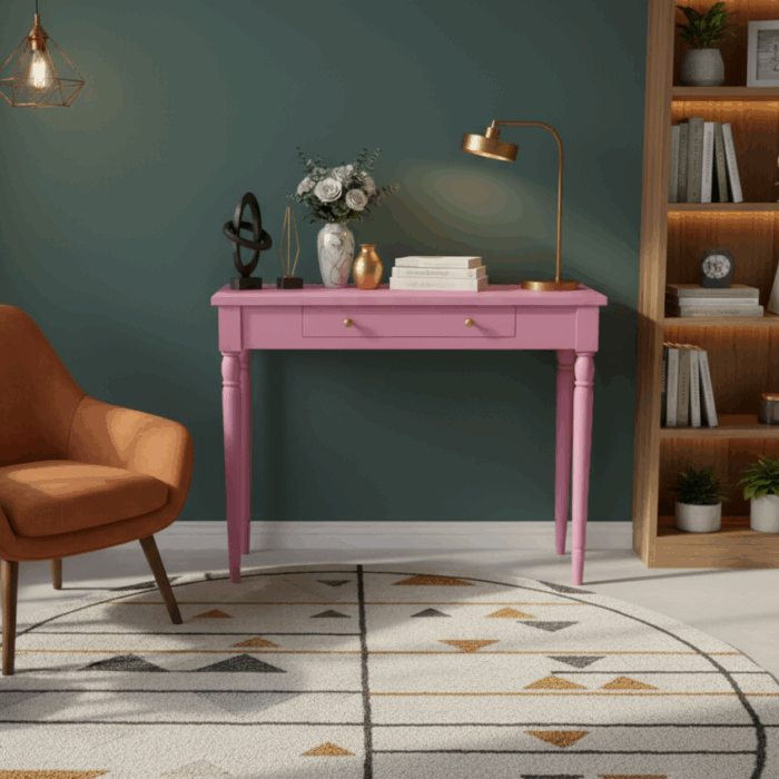 Wooding Mobilya 110 Cm Masif Tornalı Pembe Çalışma Masası