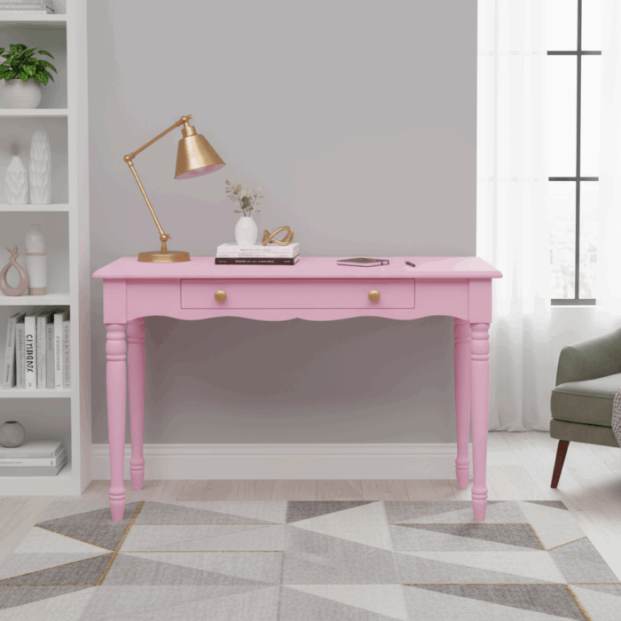 Wooding Mobilya 110 Cm Masif Pembe Tornalı Çalışma Masası