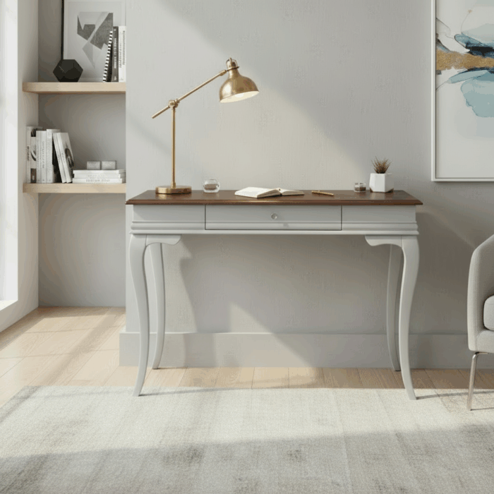 Wooding Mobilya 110 Cm Masif Rustik Gri Ceviz Çalışma Masası