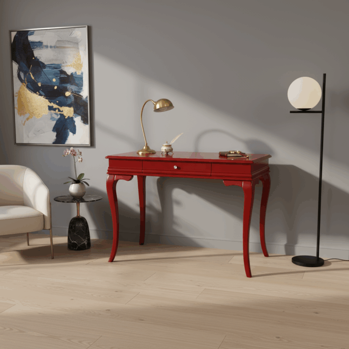 Wooding Mobilya 110 Cm Masif Rustik Kırmızı Çalışma Masası