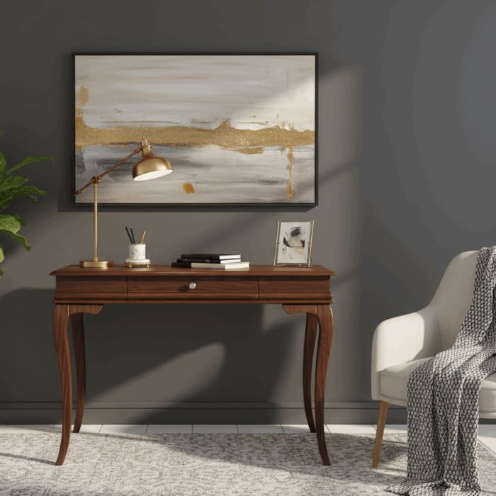 Wooding Mobilya 110 Cm Masif Rustik Koyu Ceviz Çalışma Masası