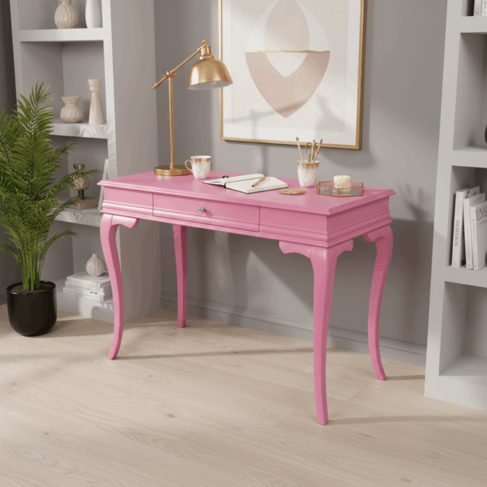 Wooding Mobilya 110 Cm Masif Rustik Pembe Çalışma Masası