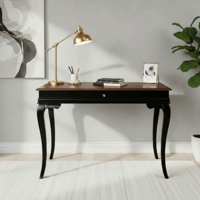 Wooding Mobilya 110 Cm Masif Rustik Siyah Ceviz Çalışma Masası