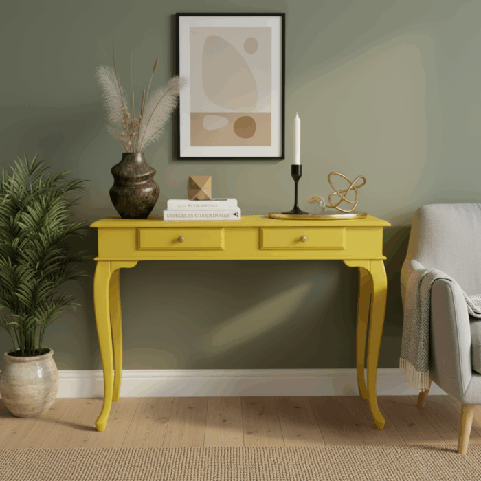 Wooding Mobilya 110 Cm Masif Lükens Sarı Çalışma Masası