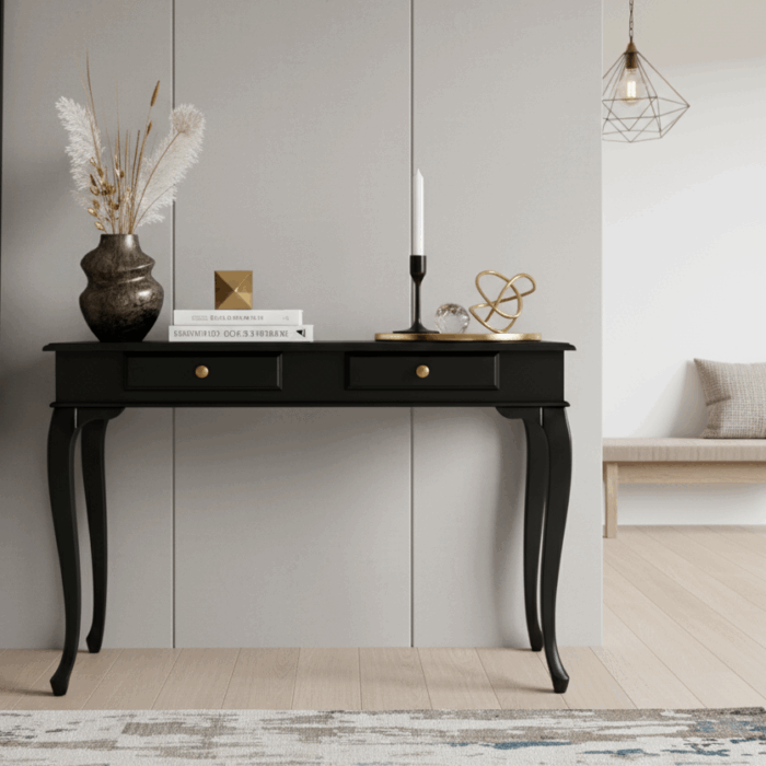 Wooding Mobilya 110 Cm Masif Lükens Siyah Çalışma Masası