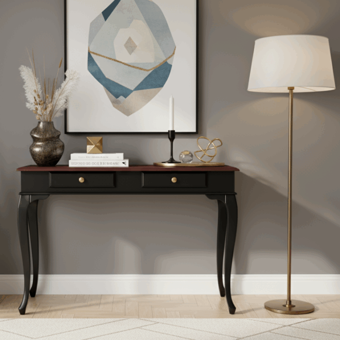 Wooding Mobilya 110 Cm Masif Lükens Siyah Ceviz Çalışma Masası