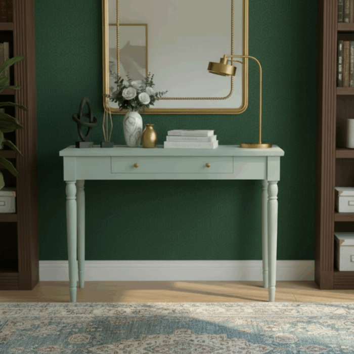 Wooding Mobilya 110 Cm Masif Tornalı Su Yeşili Çalışma Masası