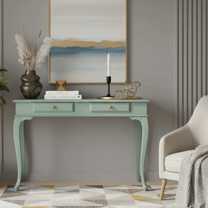 Wooding Mobilya 110 Cm Masif Lükens Su Yeşili Çalışma Masası