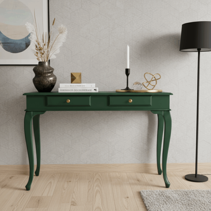 Wooding Mobilya 110 Cm Masif Lükens Yeşil Çalışma Masası