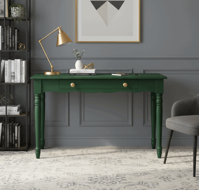 Wooding Mobilya 110 Cm Masif Yeşil Tornalı Çalışma Masası