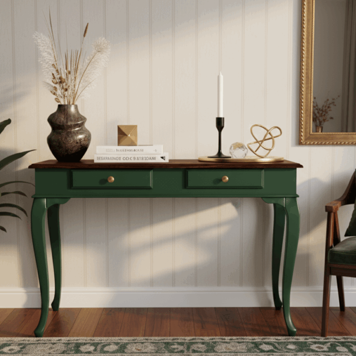 Wooding Mobilya 110 Cm Masif Lükens Yeşil Ceviz Çalışma Masası