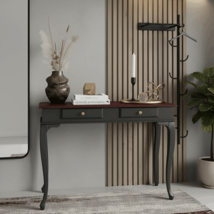 Wooding Mobilya 120 Cm Masif Lükens Antrasit Ceviz Dresuar