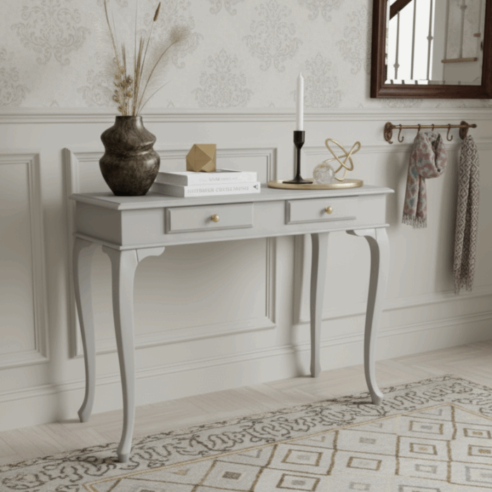 Wooding Mobilya 120 Cm Masif Lükens Açık Gri Dresuar