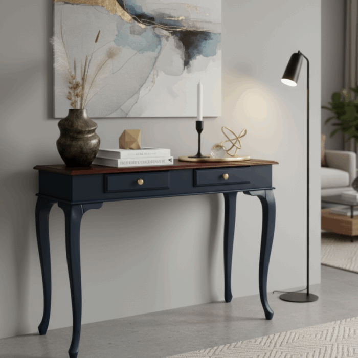 Wooding Mobilya 120 Cm Masif Lükens Lacivert Ceviz Dresuar