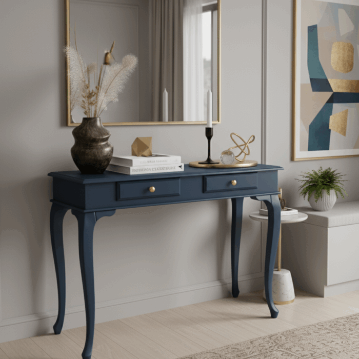 Wooding Mobilya 120 Cm Masif Lükens Koyu Mavi Dresuar