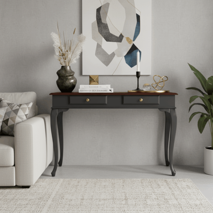 Wooding Mobilya 120 Cm Masif Lükens Antrasit Ceviz Çalışma Masası