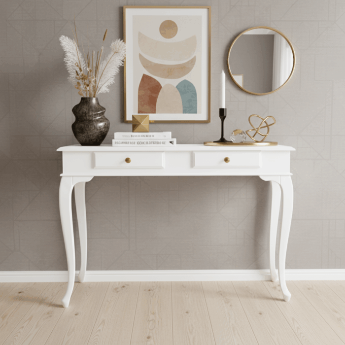 Wooding Mobilya 120 Cm Masif Lükens Beyaz Çalışma Masası