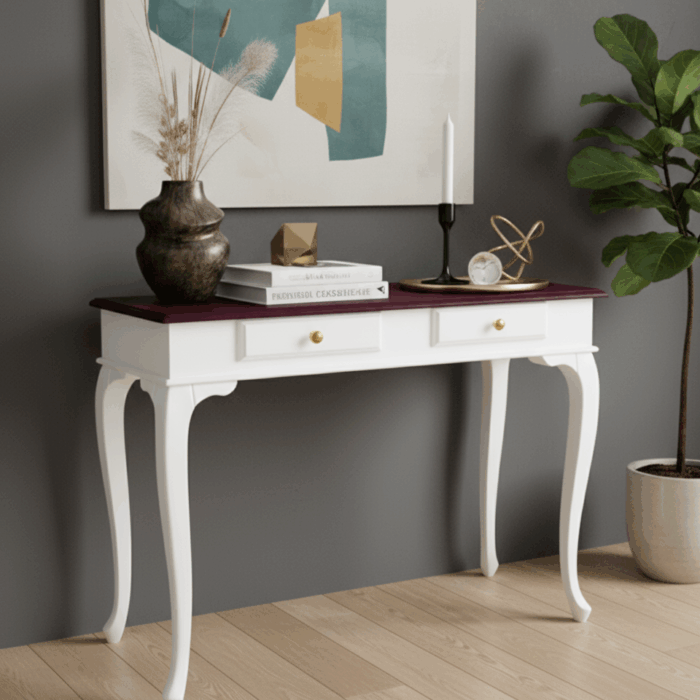 Wooding Mobilya 120 Cm Masif Lükens Beyaz Ceviz Çalışma Masası