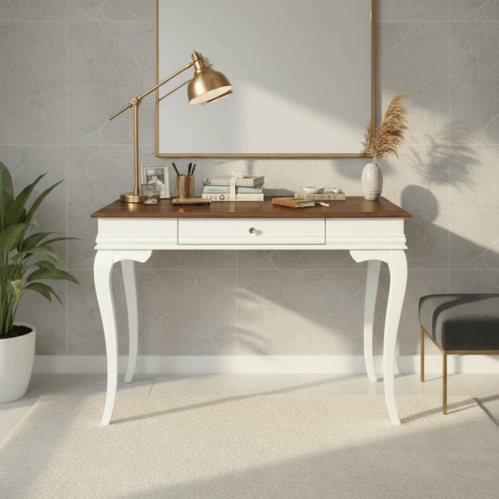 Wooding Mobilya 120 Cm Masif Rustik Beyaz Ceviz Dresuar