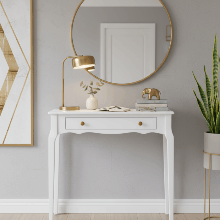 Wooding Mobilya 120 Cm Masif Konik Beyaz Dresuar