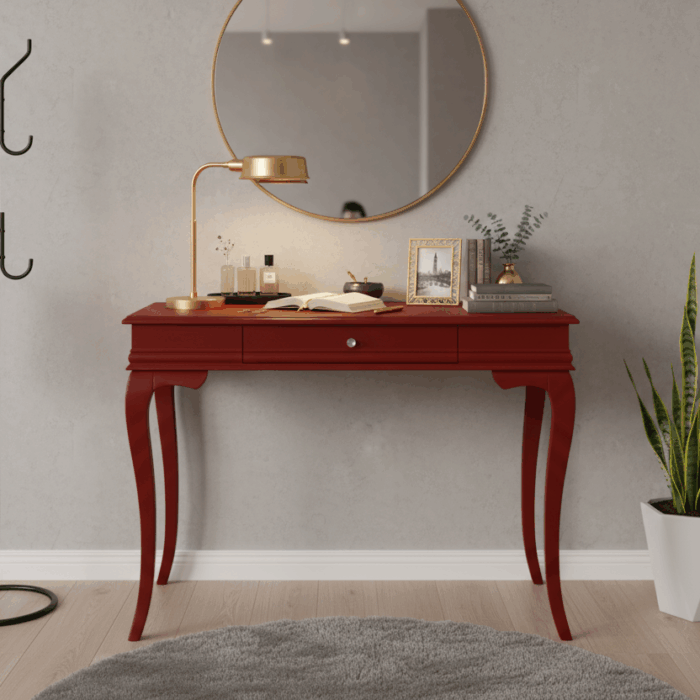 Wooding Mobilya 120 Cm Masif Rustik Bordo Dresuar