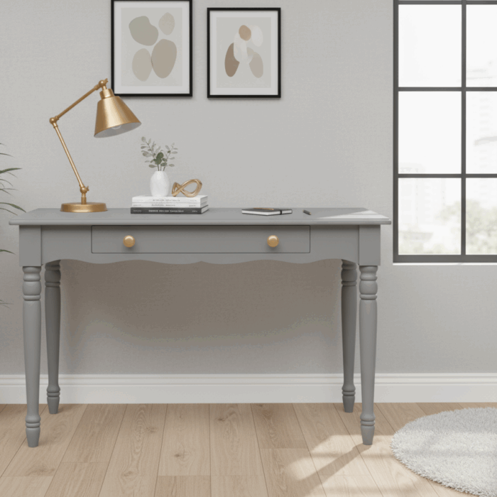 Wooding Mobilya 120 Cm Masif Gri Tornalı Çalışma Masası