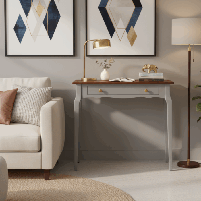 Wooding Mobilya 120 Cm Masif Konik Gri Ceviz Dresuar