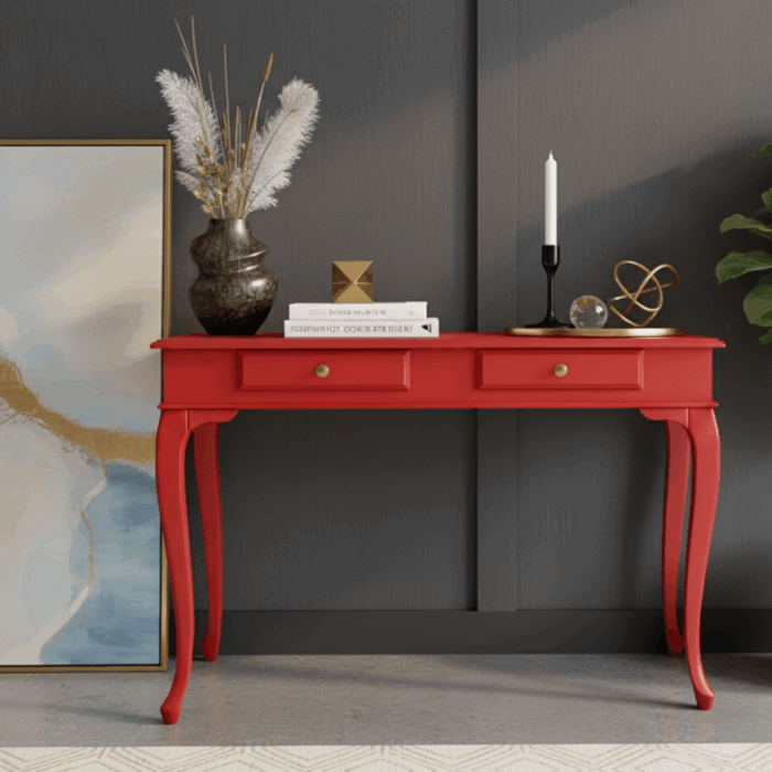 Wooding Mobilya 120 Cm Masif Lükens Kırmızı Çalışma Masası