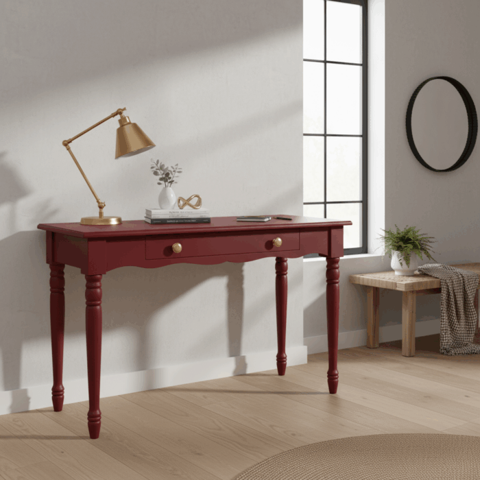 Wooding Mobilya 120 Cm Masif Kırmızı Tornalı Çalışma Masası