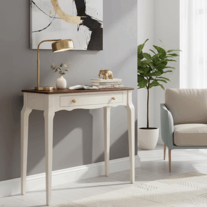 Wooding Mobilya 120 Cm Masif Konik Krem Ceviz Dresuar