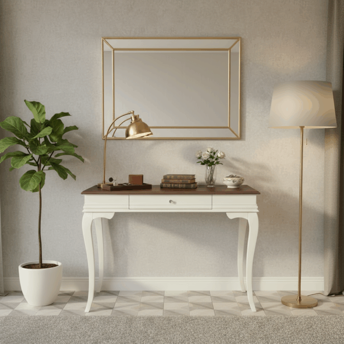 Wooding Mobilya 120 Cm Masif Rustik Krem Ceviz Dresuar