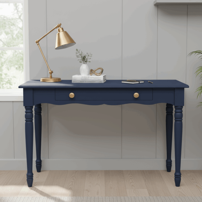 Wooding Mobilya 120 Cm Masif Lacivert Tornalı Çalışma Masası