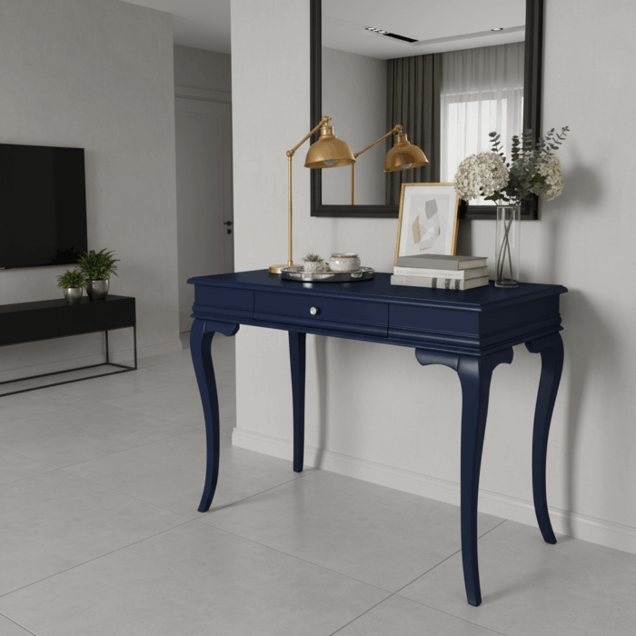 Wooding Mobilya 120 Cm Masif Rustik Lacivert Dresuar