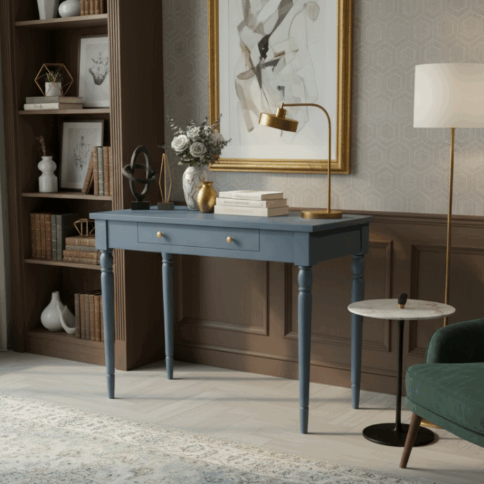 Wooding Mobilya 120 Cm Masif Tornalı Mavi Çalışma Masası