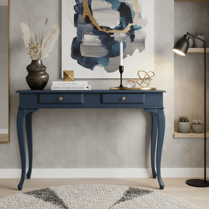 Wooding Mobilya 120 Cm Masif Lükens Koyu Mavi Çalışma Masası