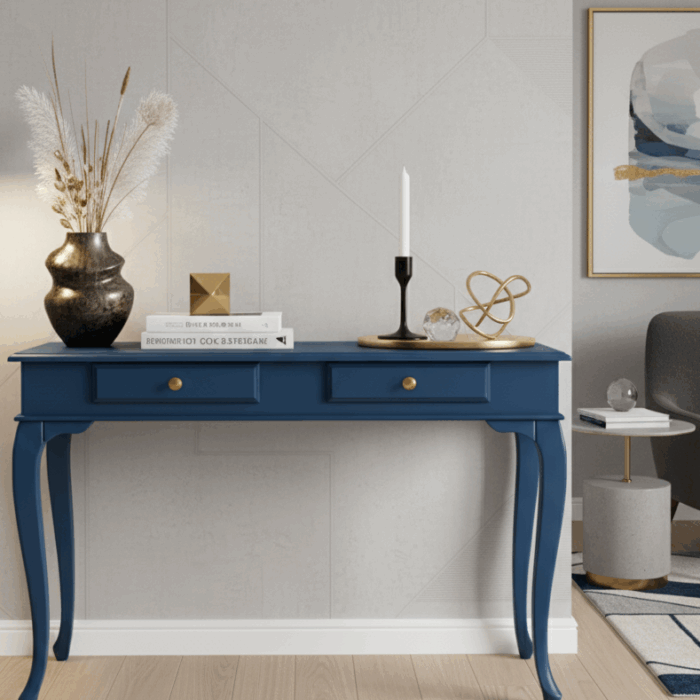 Wooding Mobilya 120 Cm Masif Lükens Mavi Çalışma Masası