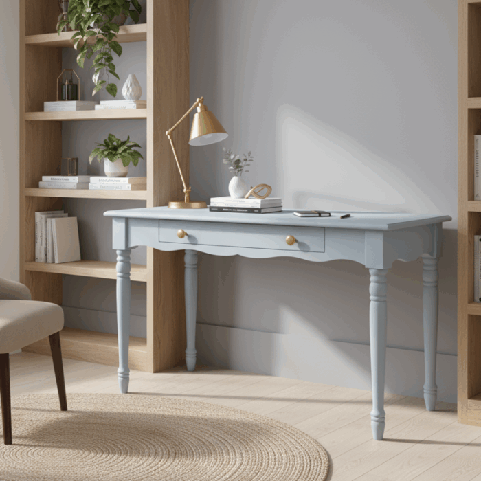 Wooding Mobilya 120 Cm Masif Mavi Tornalı Çalışma Masası