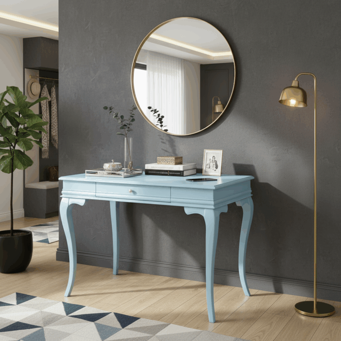 Wooding Mobilya 120 Cm Masif Rustik Mavi Dresuar