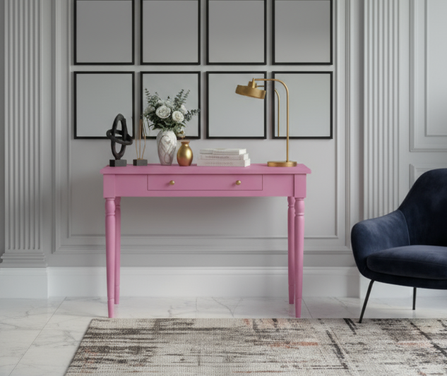 Wooding Mobilya 120 Cm Masif Tornalı Pembe Çalışma Masası