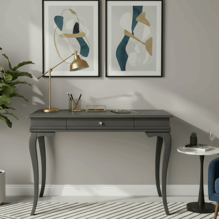 Wooding Mobilya 120 Cm Masif Rustik Antrasit Çalışma Masası